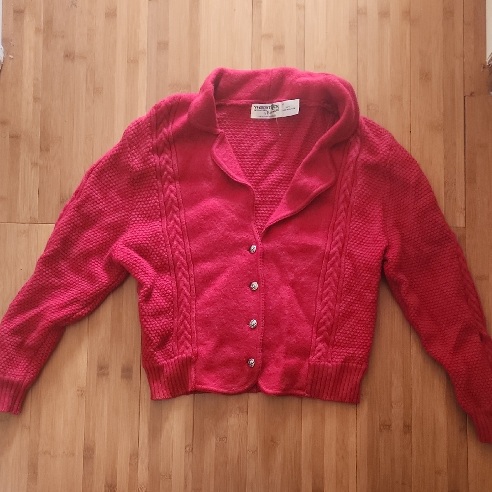 Vibrant Red Button-Up Cardigan